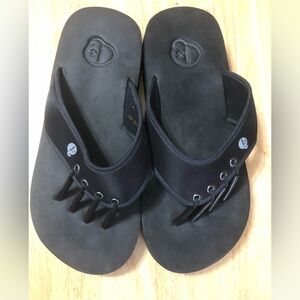 Yoga Black Flip Flops with Logo